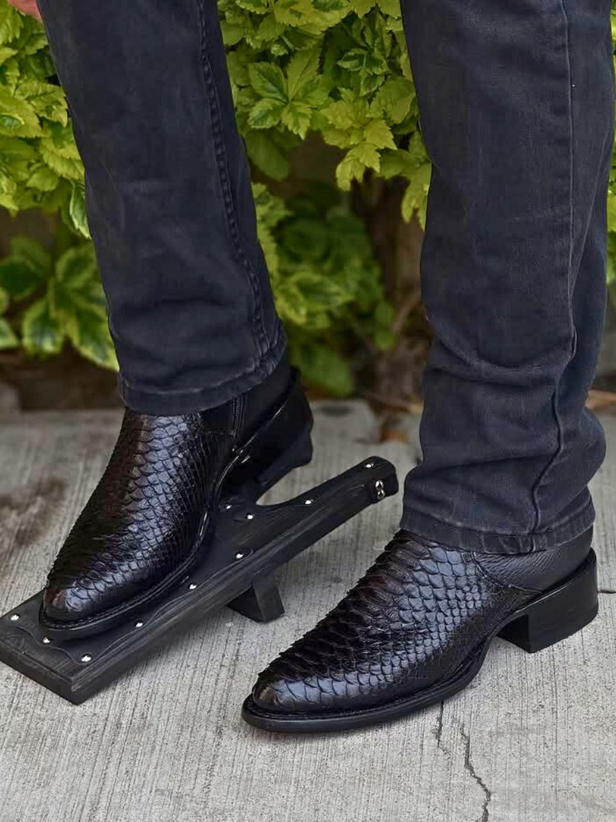Men's Black Python Lucchesse Booties