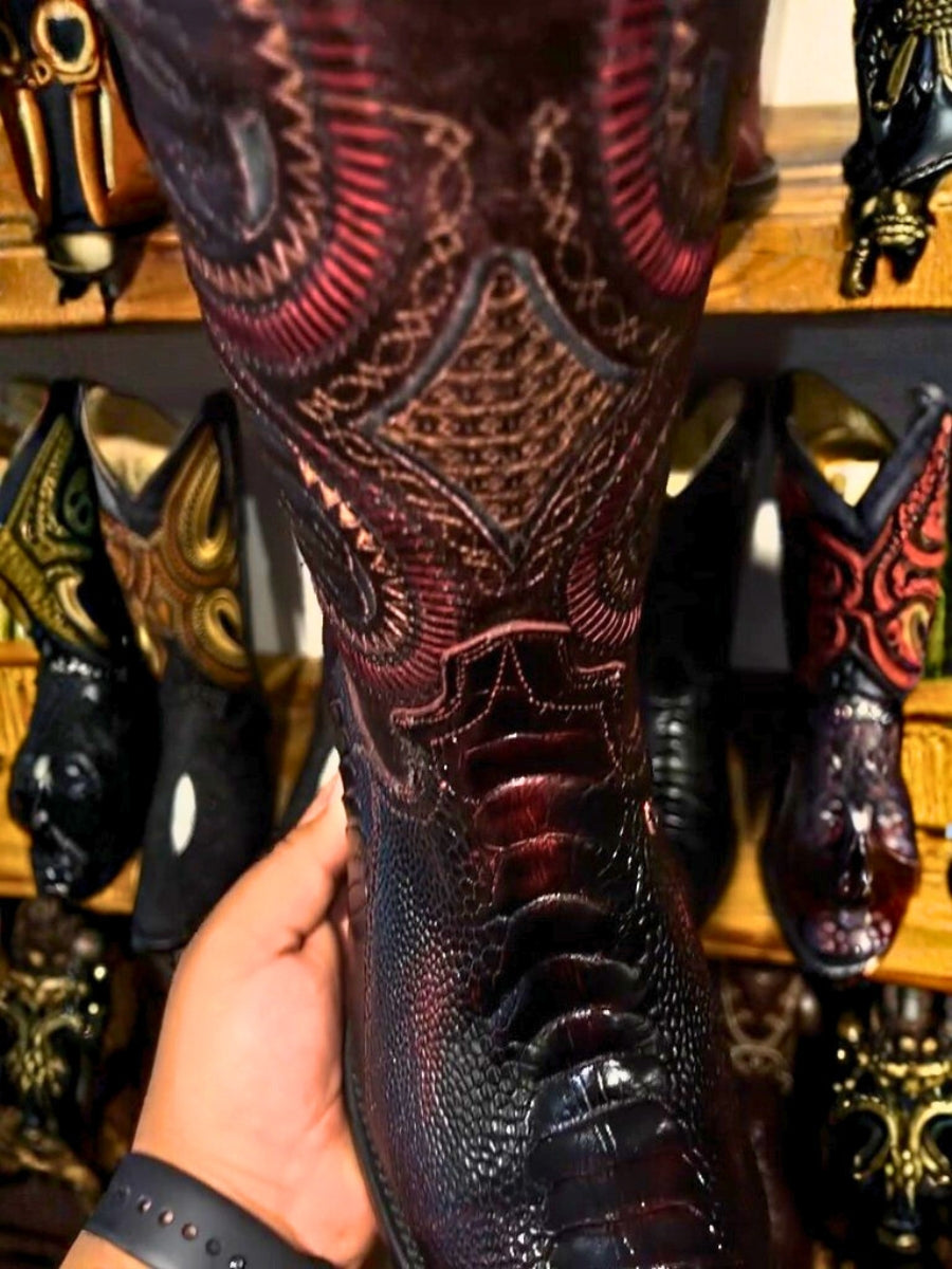 Men´s Exotic Boots Blackcherry Crocodile Oval