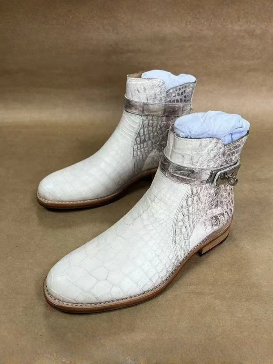 Crocodile Leather Chelsea Boots For Men