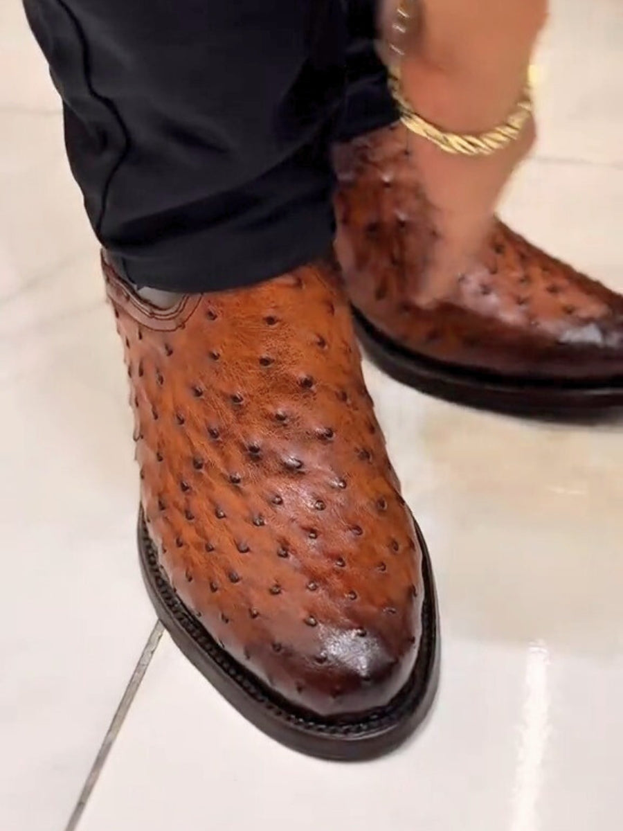 Men's Brown Ostrich Boots
