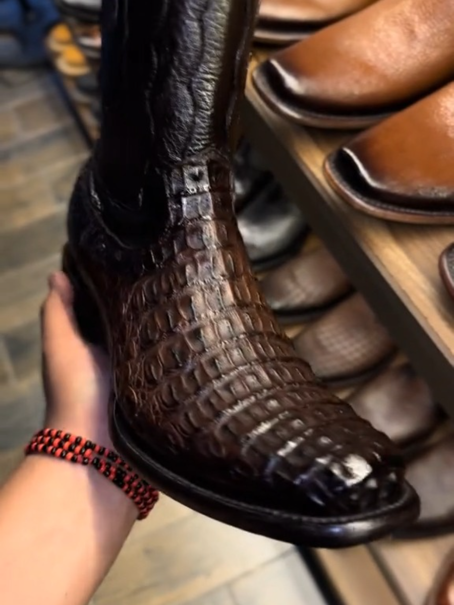 Men’s Caiman Belly Brown Dress Boot