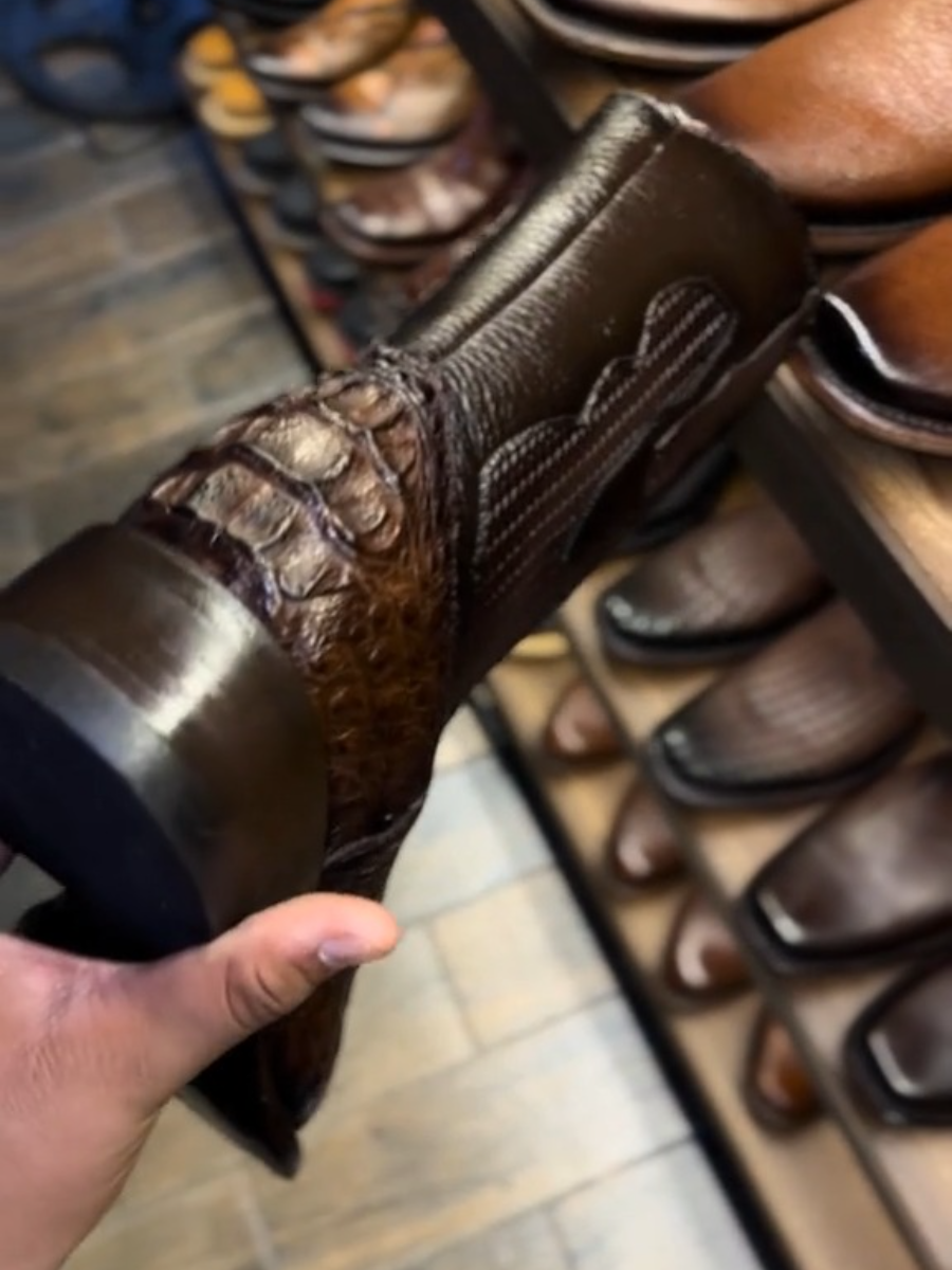 Men’s Caiman Belly Brown Dress Boot