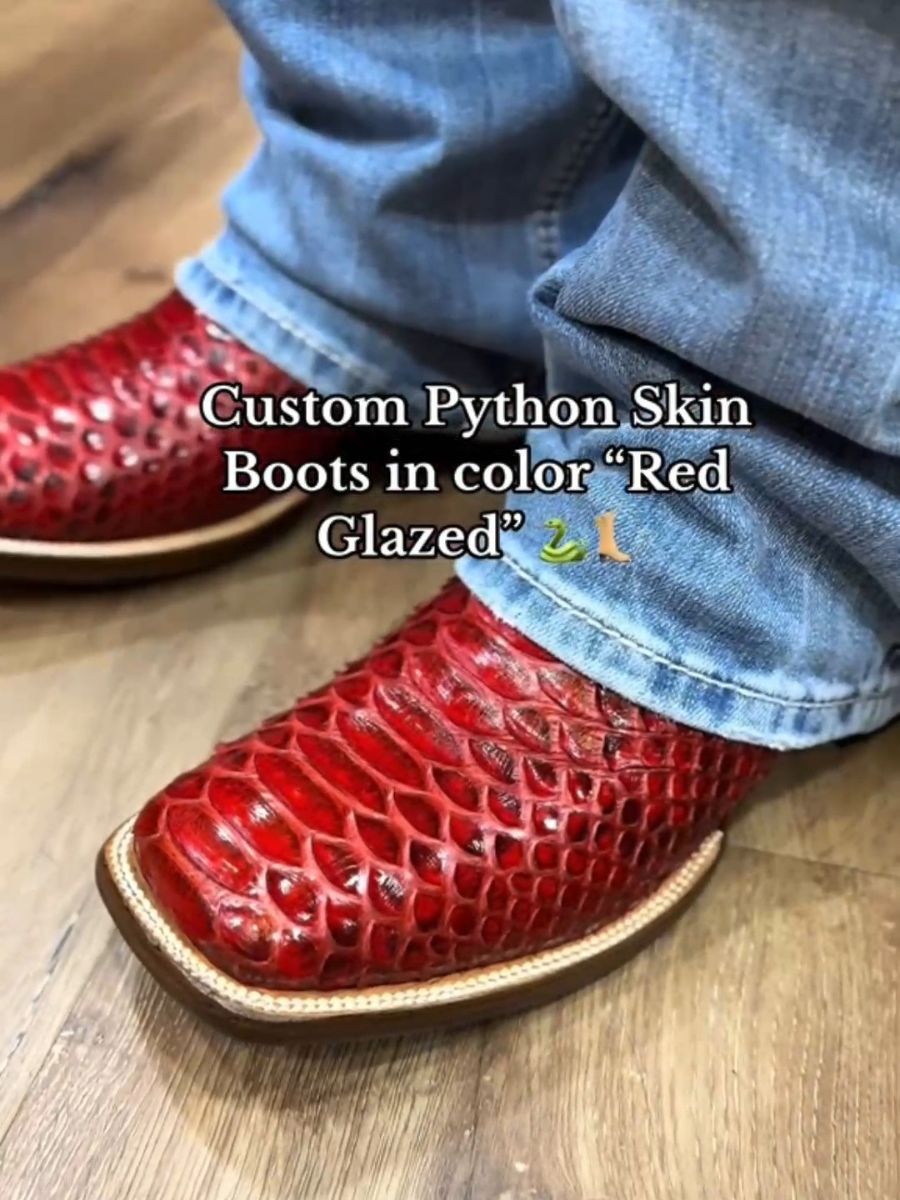 (⏰New Arrivals Promotion $15 OFF) Python Skin Print Boots In Color Red