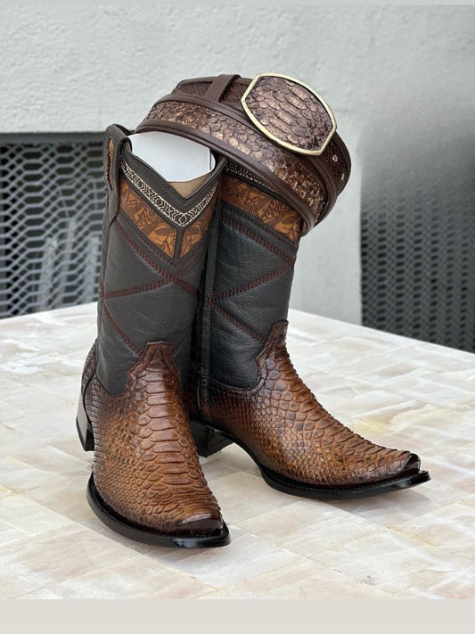 Python Skin Textured Boots