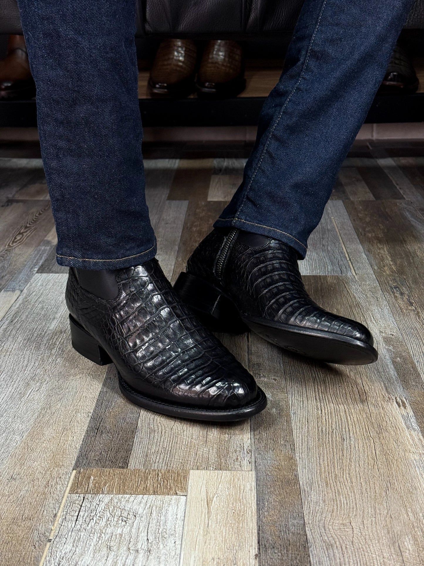 Emma Black Crocodile Fuscus Boots Oval