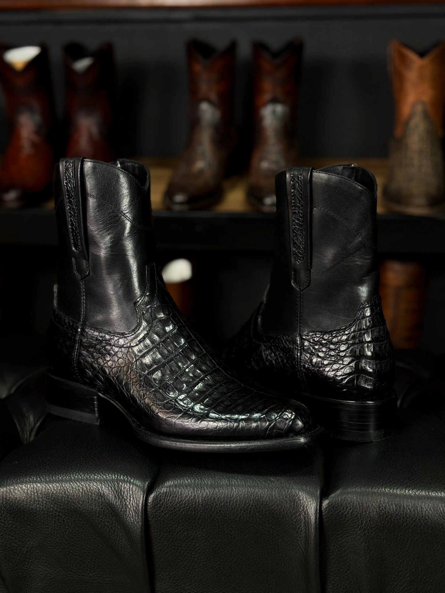 Emma Black Crocodile Fuscus Boots Oval