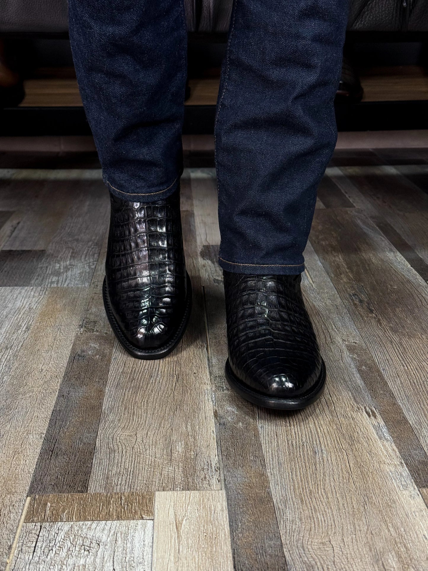 Emma Black Crocodile Fuscus Boots Oval