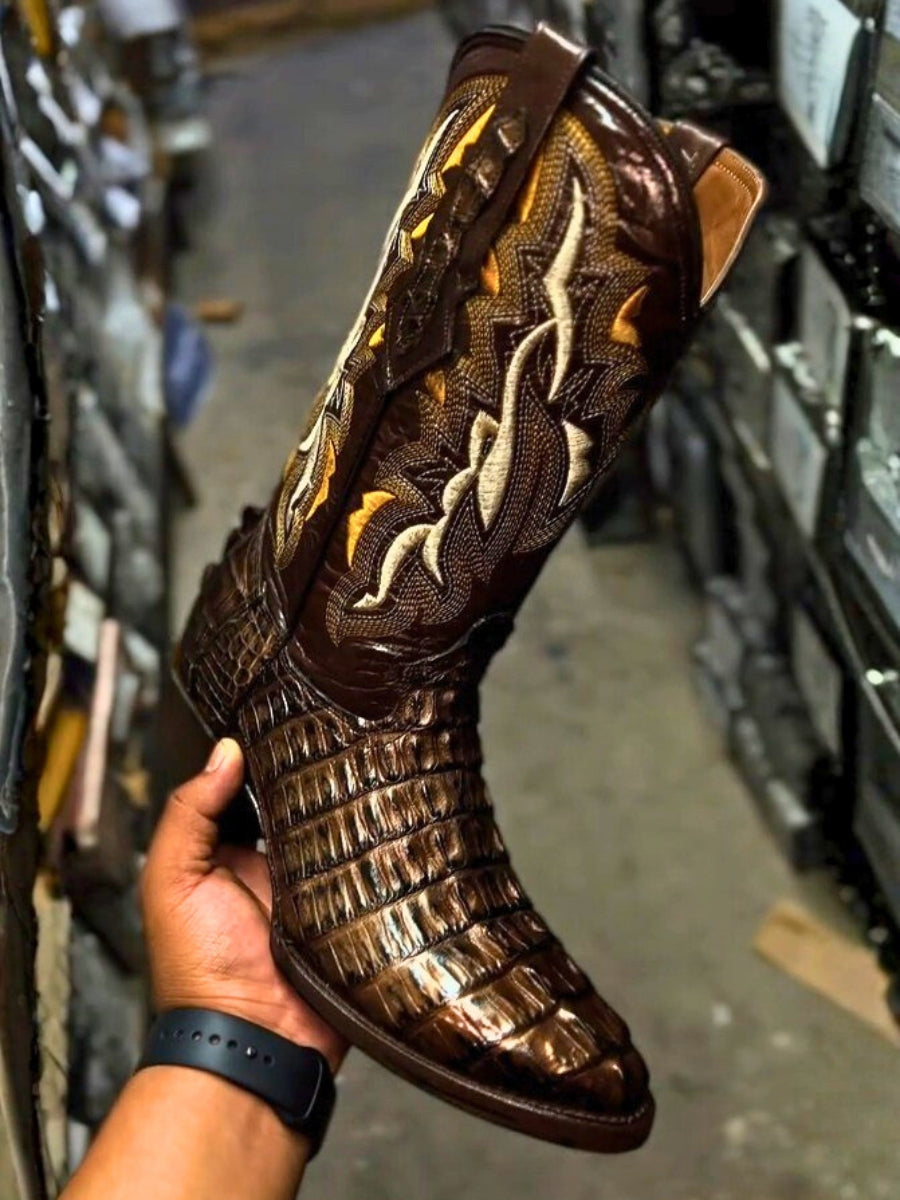 Cowboy Natural Crocodile Tail Boots Oval