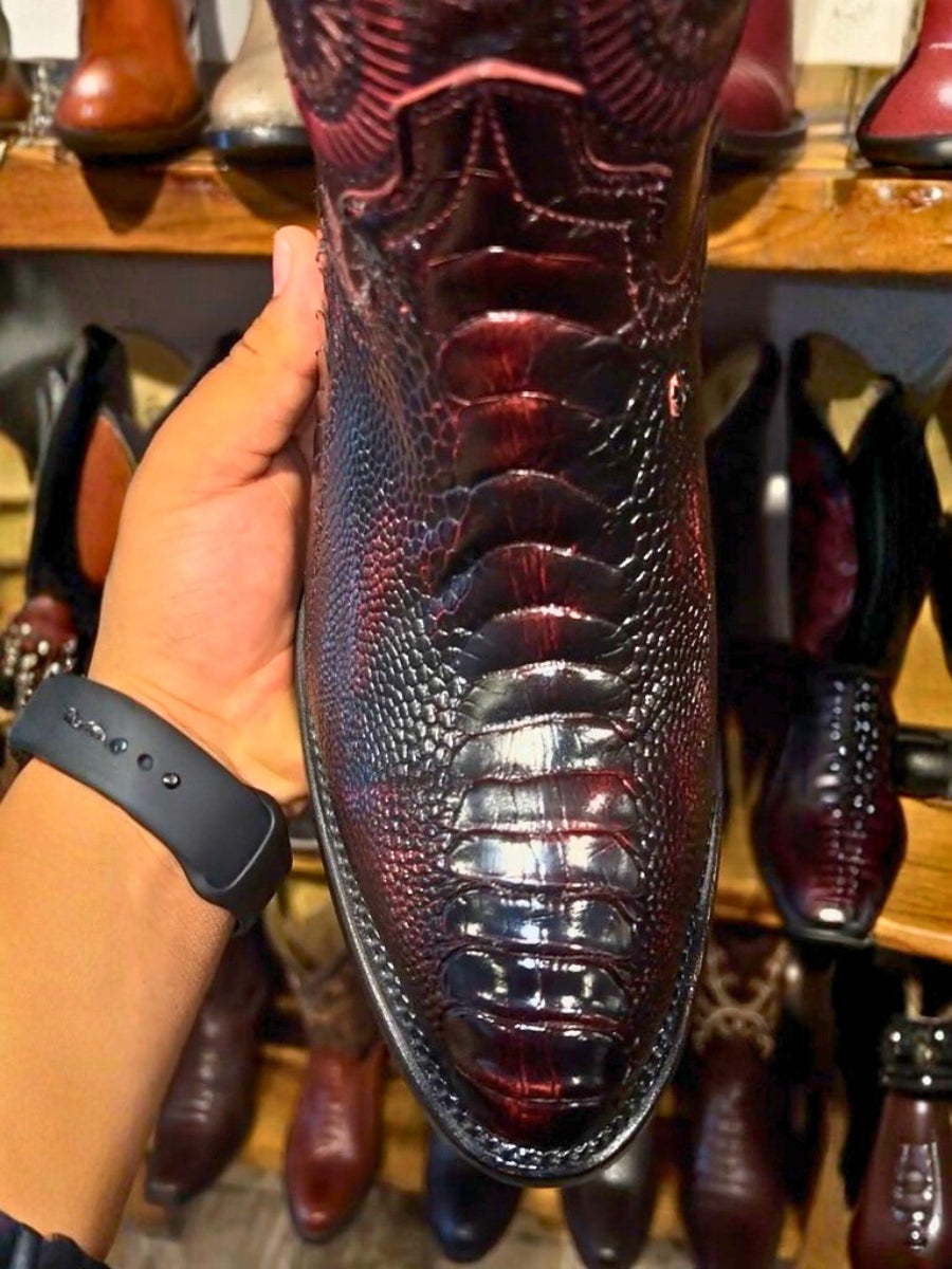 Men´s Exotic Boots Blackcherry Crocodile Oval
