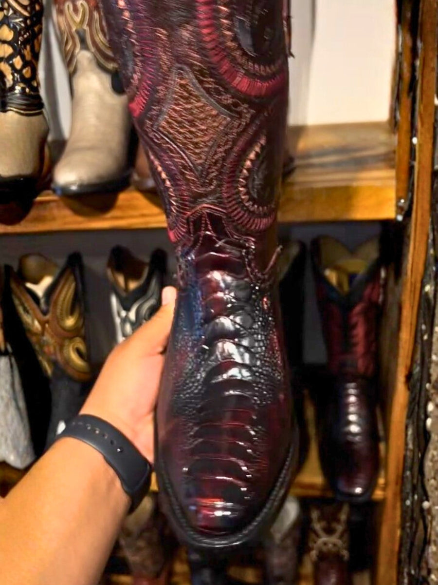 Men´s Exotic Boots Blackcherry Crocodile Oval