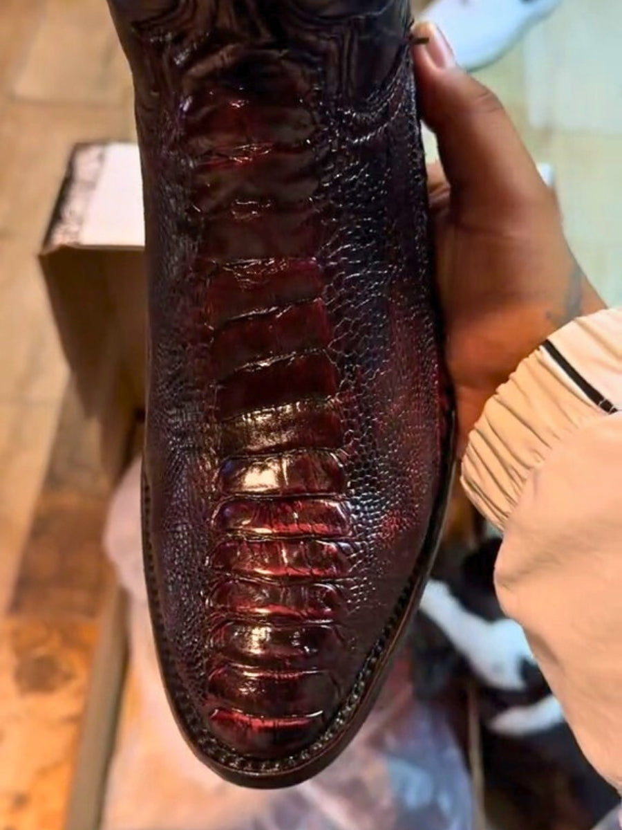 Blackcherry Ostrich Leg Boots