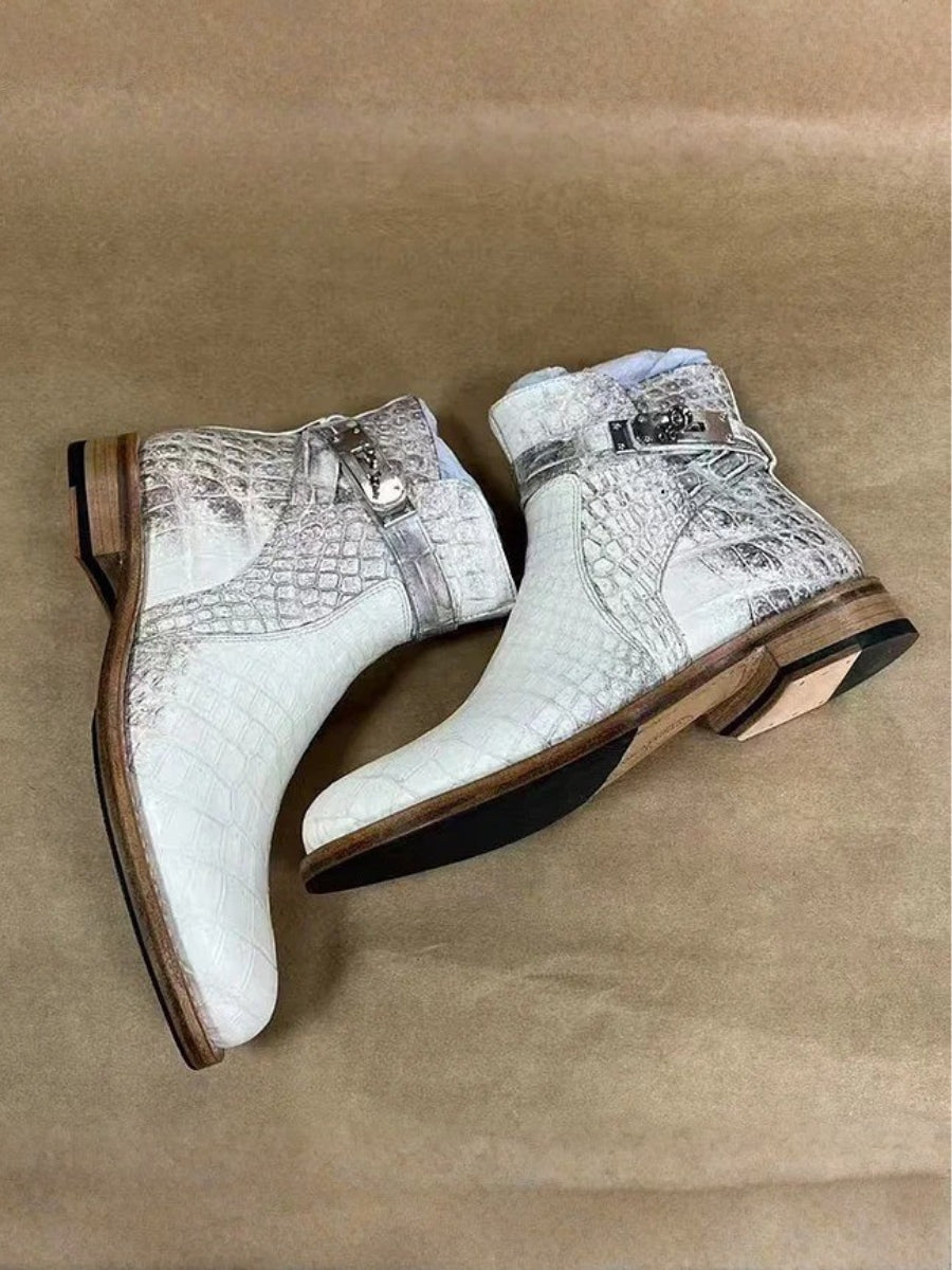 Crocodile Leather Chelsea Boots For Men