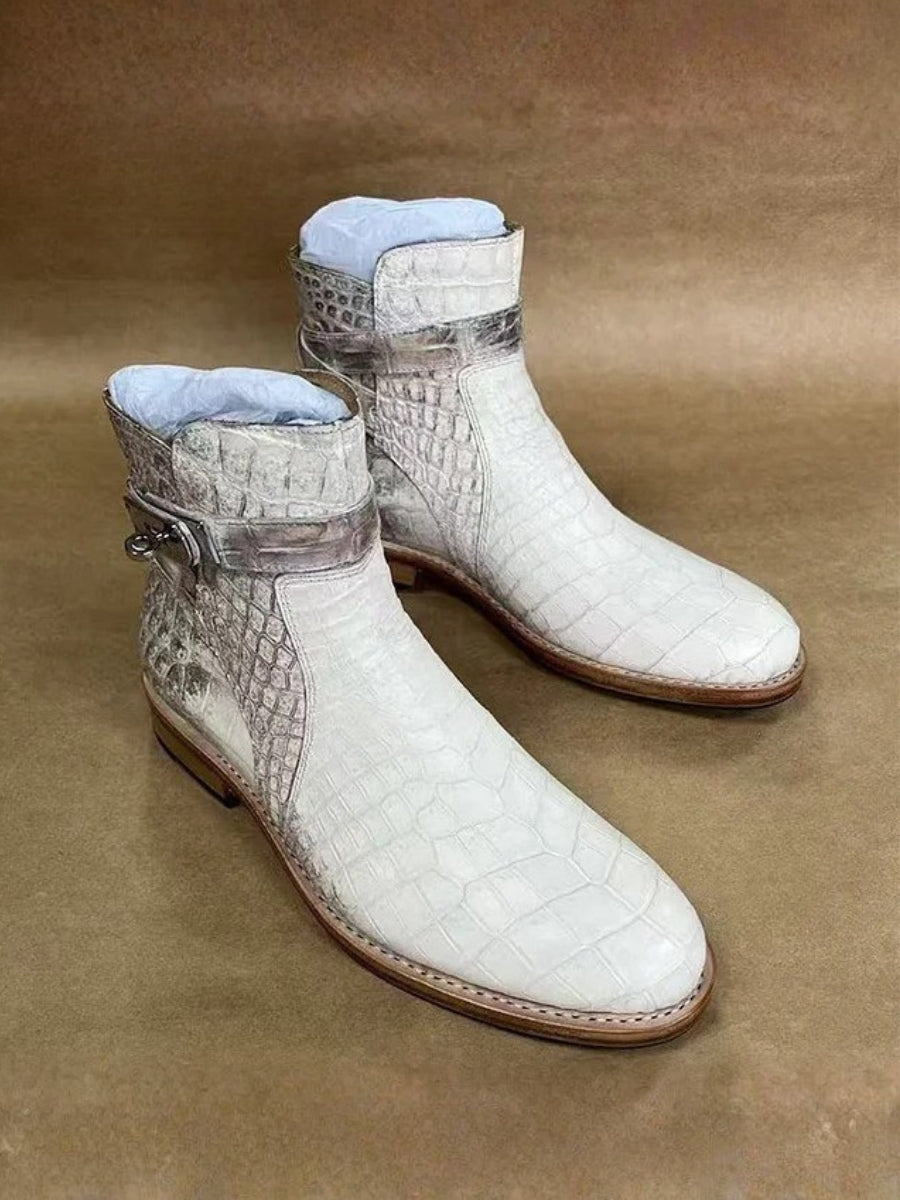 Crocodile Leather Chelsea Boots For Men