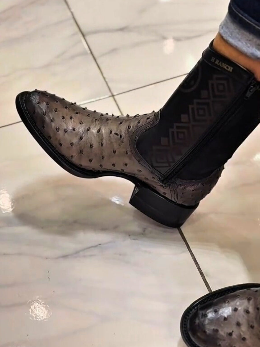 Men's Brown Ostrich Boots