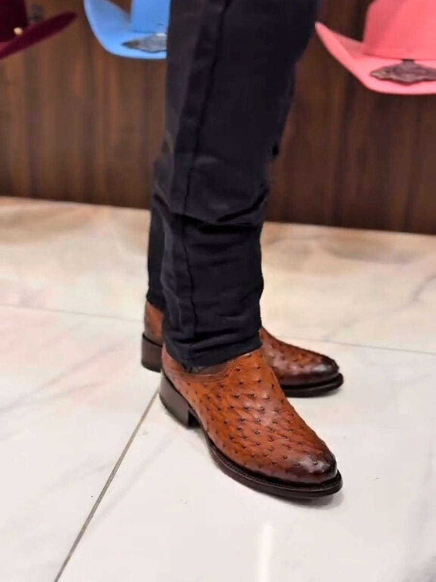 Men's Brown Ostrich Boots