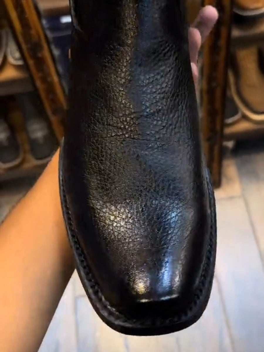 Black Deerskin Western Boot