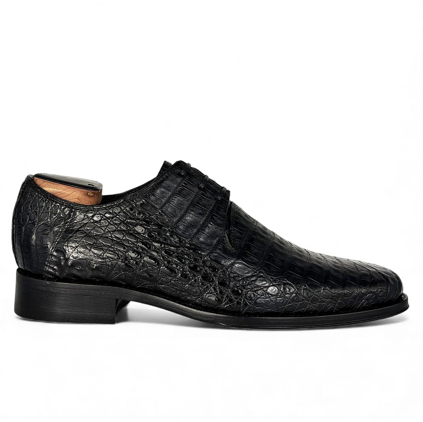 Handcrafted Black Crocodile Leather Men's Dress Shoes