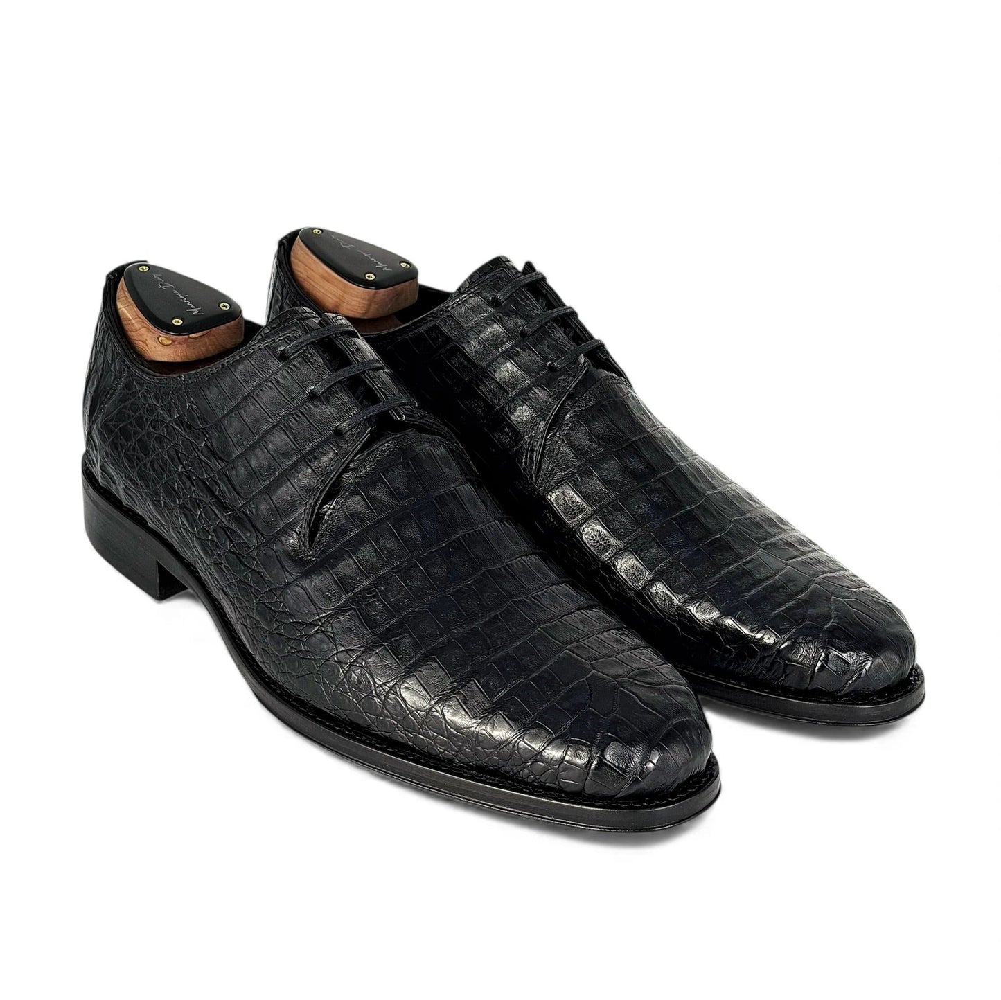 Handcrafted Black Crocodile Leather Men's Dress Shoes