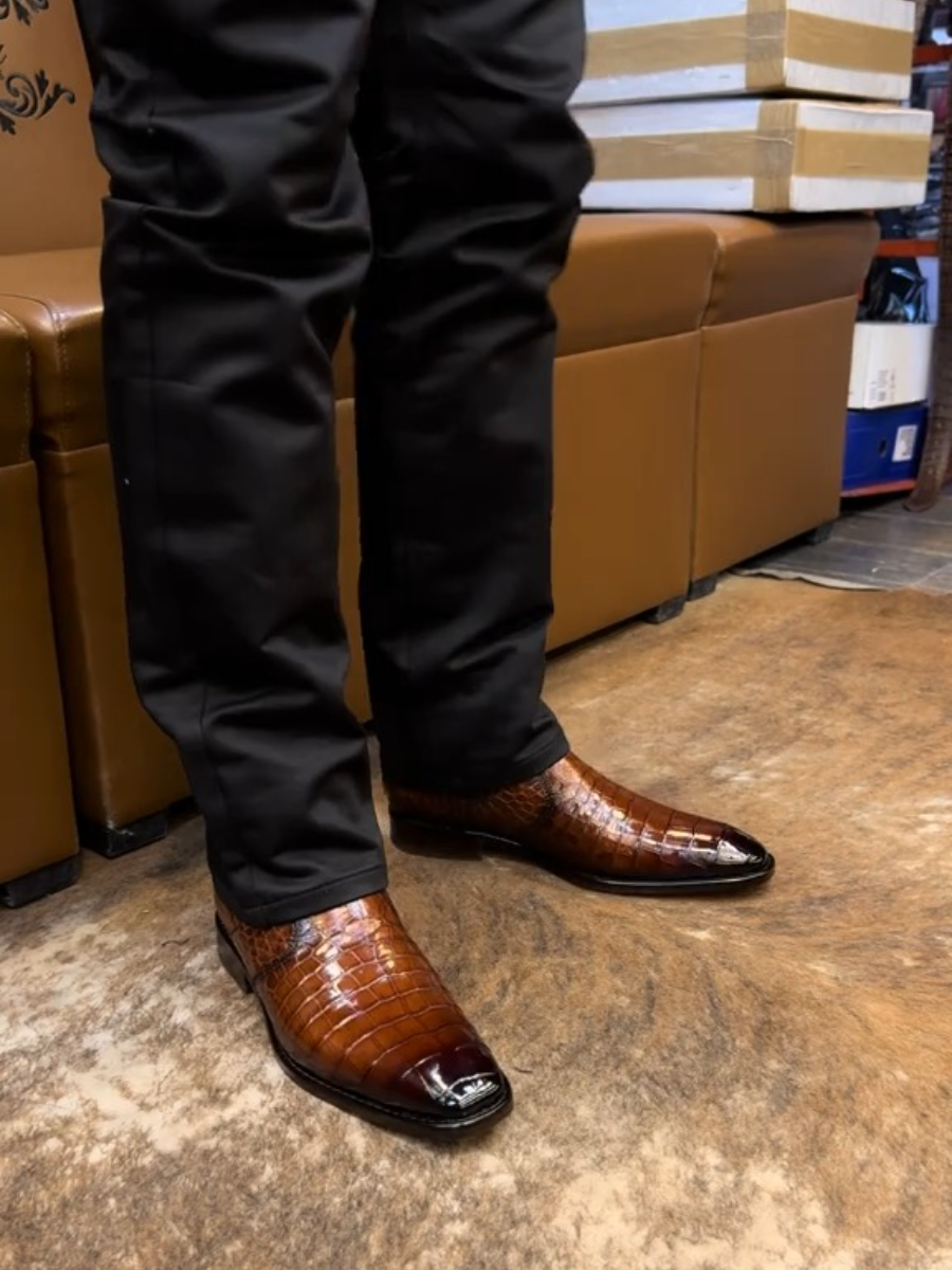 Exotic Brown Python Leather Western Cowboy Boots