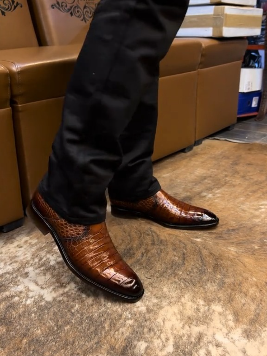 Exotic Brown Python Leather Western Cowboy Boots