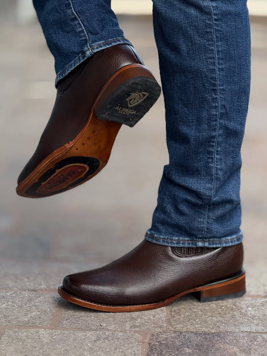 Brown Deerskin Ankle Boots