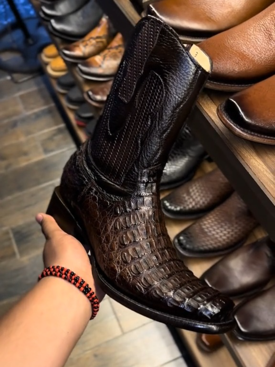 Men’s Caiman Belly Brown Dress Boot