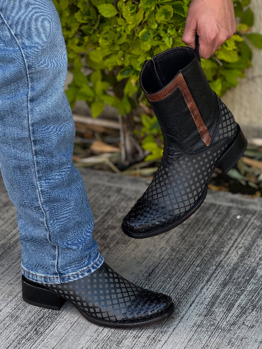 (⏰New Arrivals Promotion $15 OFF) Hand-Woven Cowhide Zipper Cowboy Boots