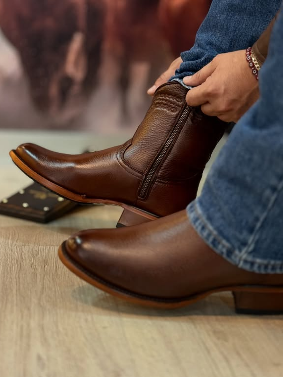 Honey Deerskin Ankle Boots