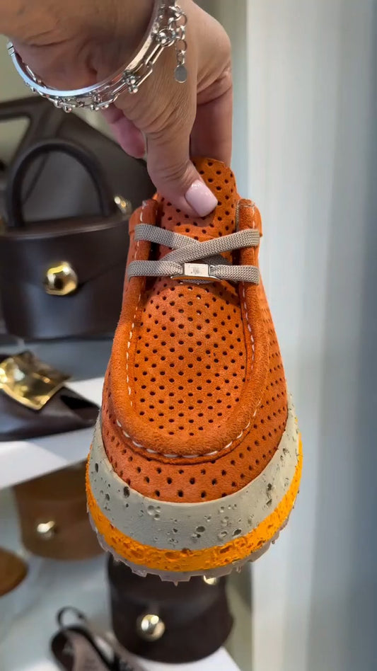 Unisex Orange Shoes with Ventilation Holes
