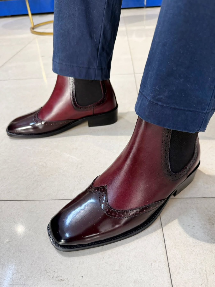 Wing-Tip Chelsea Boots