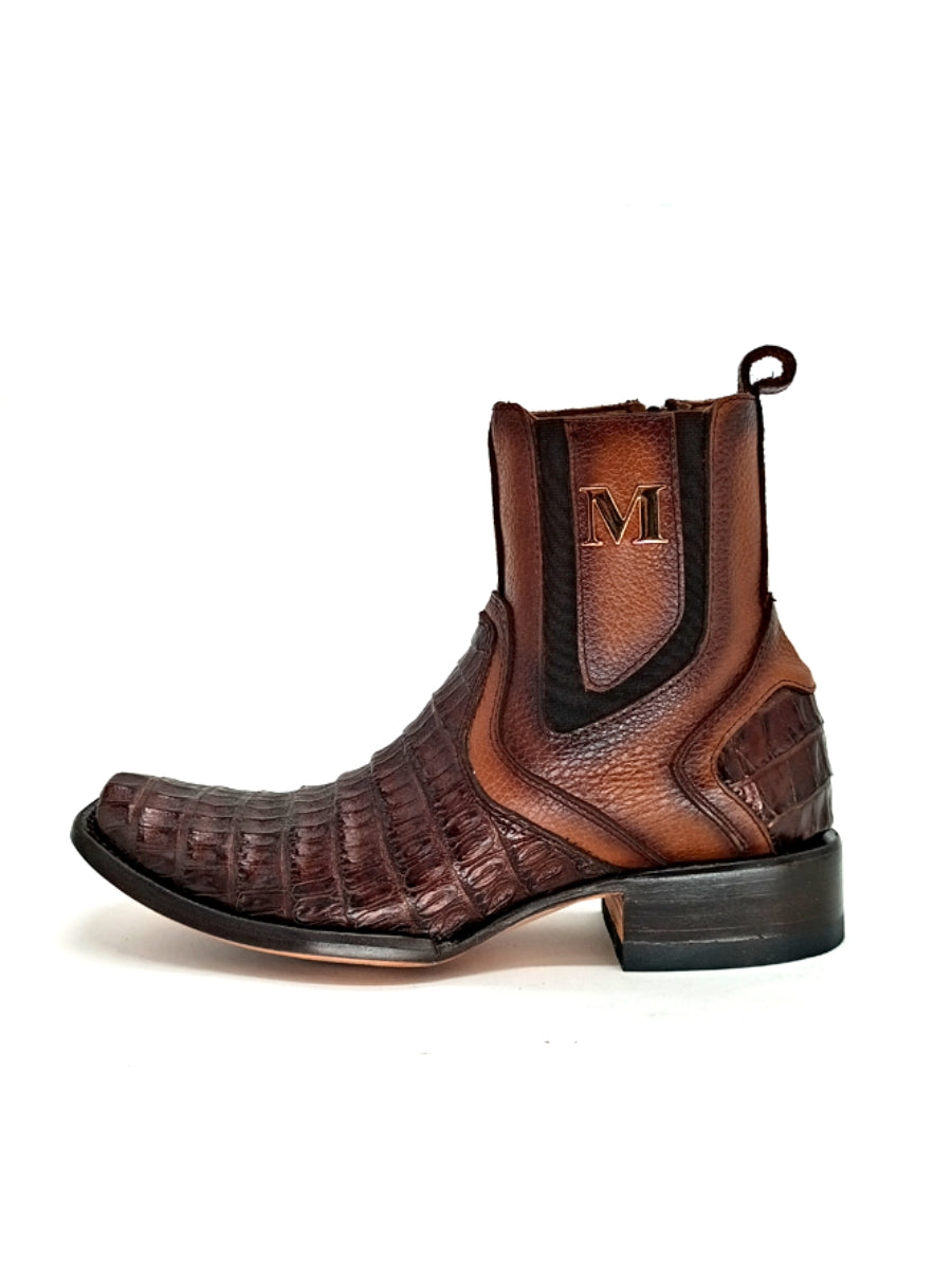 Black Lettering Crocodile Leather Boots