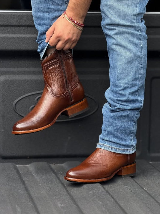 Honey Deerskin Ankle Boots