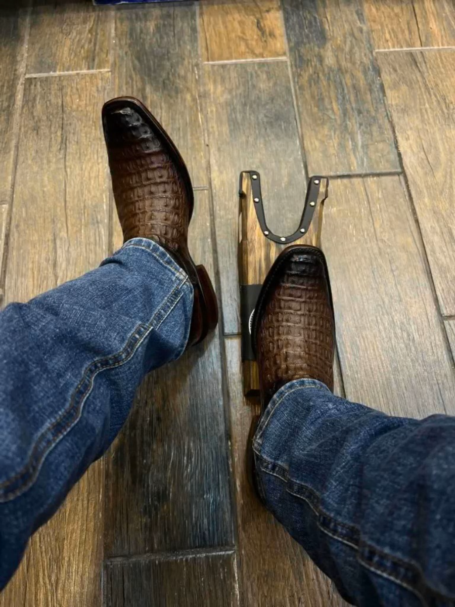 Men’s Caiman Belly Brown Dress Boot