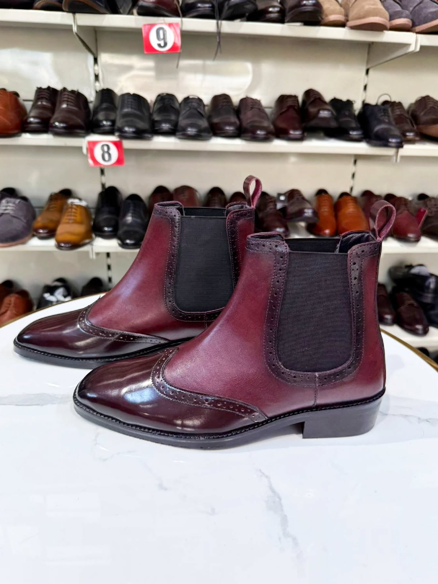 Wing-Tip Chelsea Boots