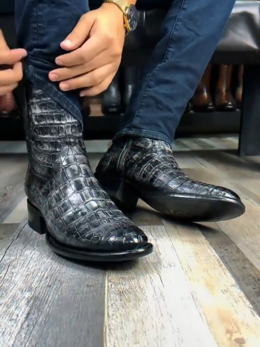 Emma Full Crocodile Boots Oval