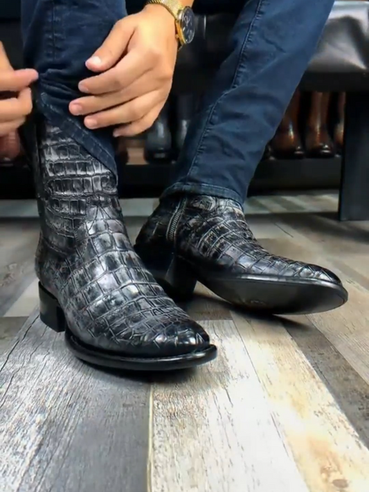 Emma Full Crocodile Boots Oval