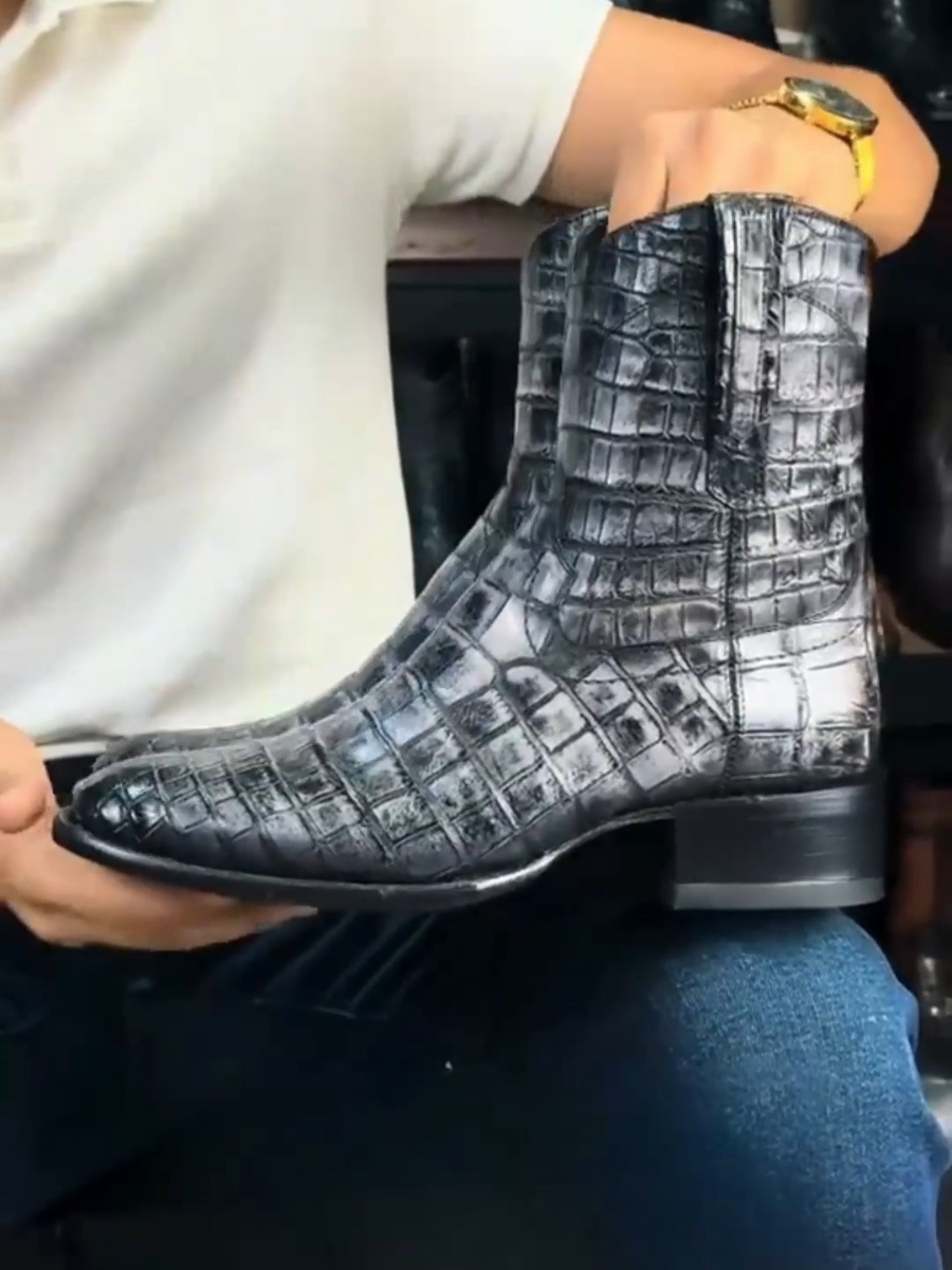 Emma Full Crocodile Boots Oval