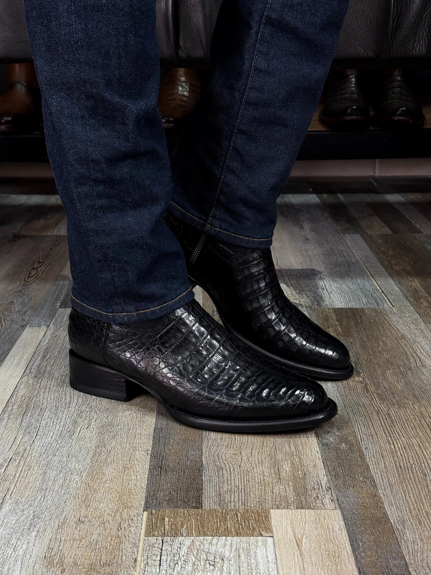 Black Crocodile Boots Oval