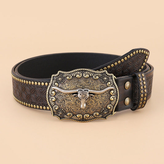 Vintage Carved Western Cowboy Belt