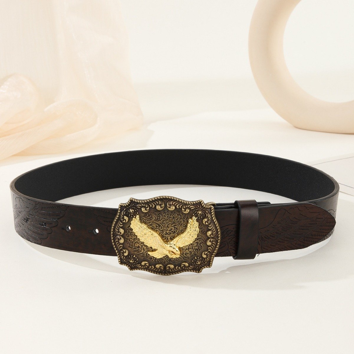 Mens Eagle Leather Belt