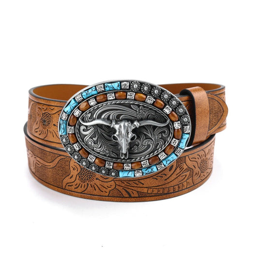 Western Cowboy Bull Head Punk Belt