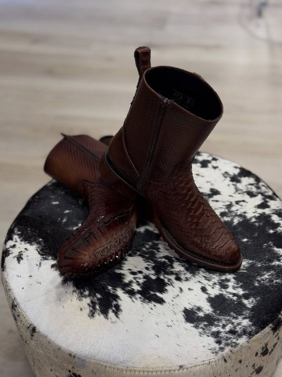 Brown Python Leather Boots