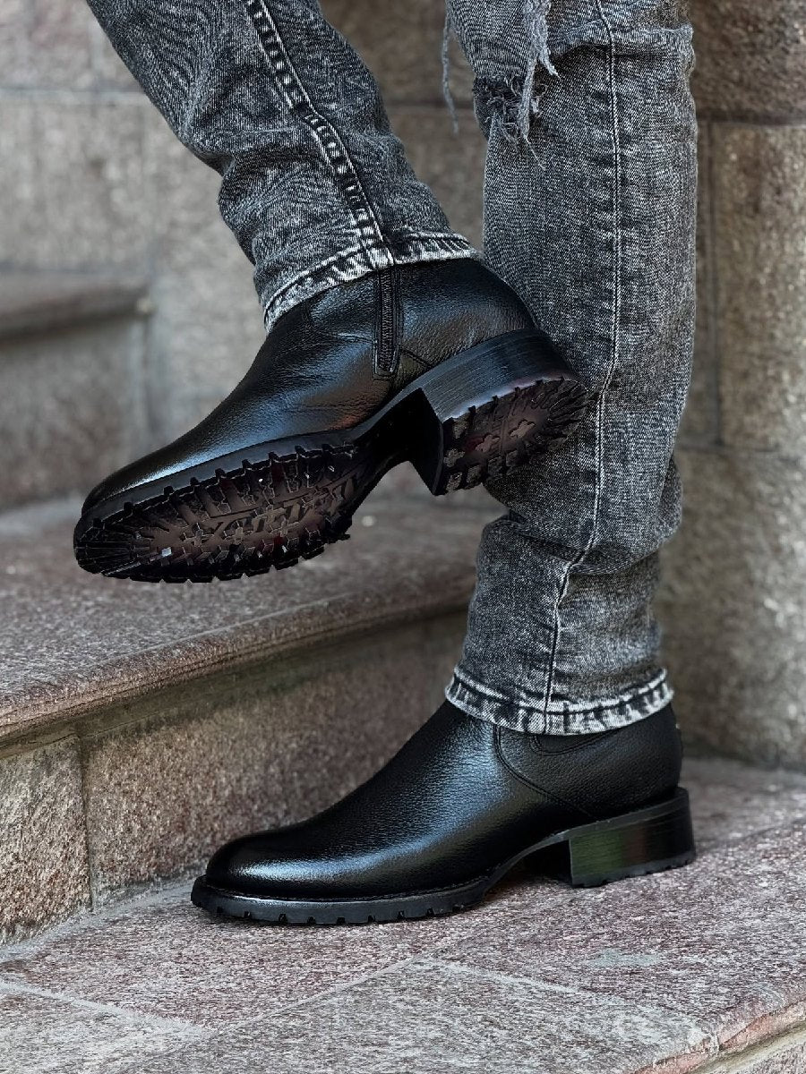 (⏰New Arrivals Promotion $20 OFF) Black Cowhide Ankle Boots