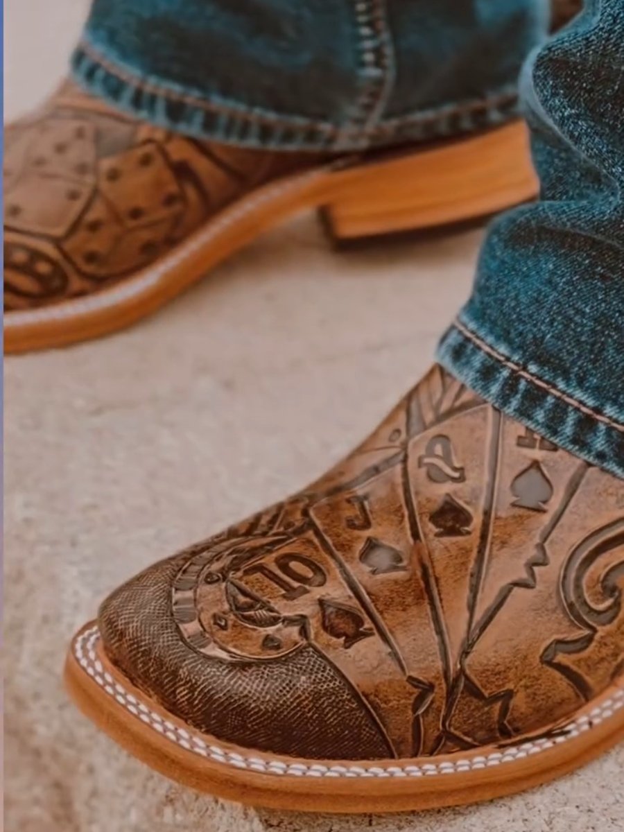 Royal Flush Hand Tooled Rustic Boots