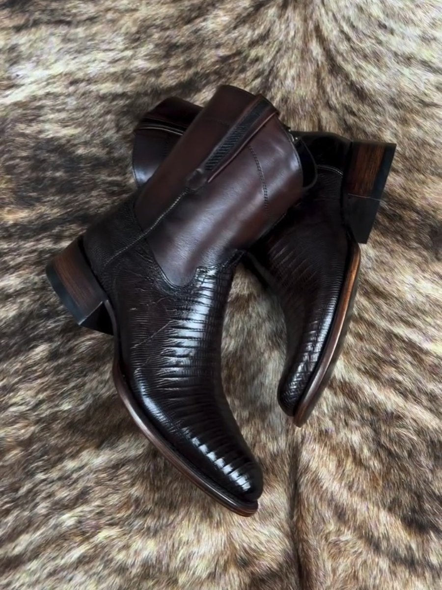 (⏰New Arrivals Promotion $20 OFF) Lizard Leather Dark Brown Boots