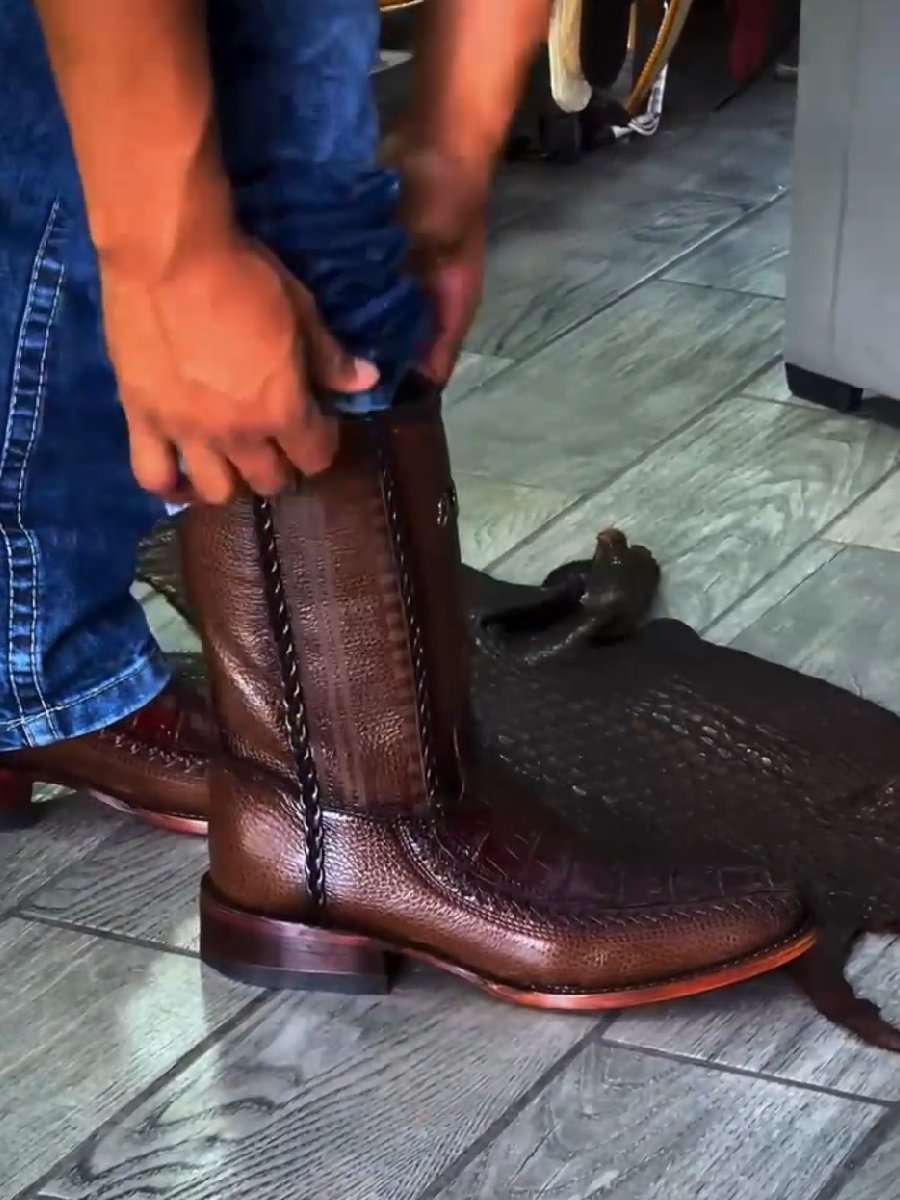 Brown Crocodile Leather Cowboy Boots