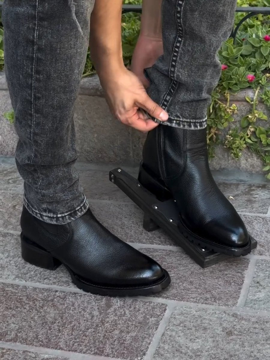 (⏰New Arrivals Promotion $20 OFF) Black Cowhide Ankle Boots