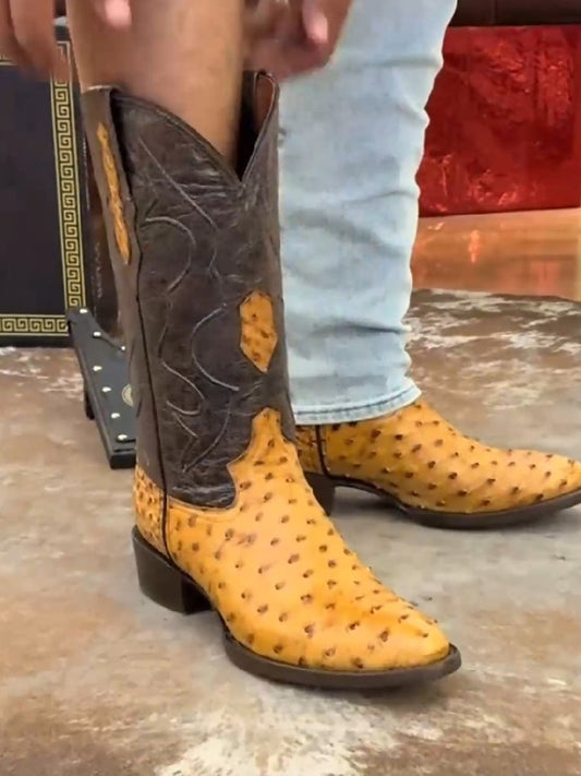 (⏰New Arrivals Promotion $15 OFF) Classic Ostrich Print Cowboy Boots